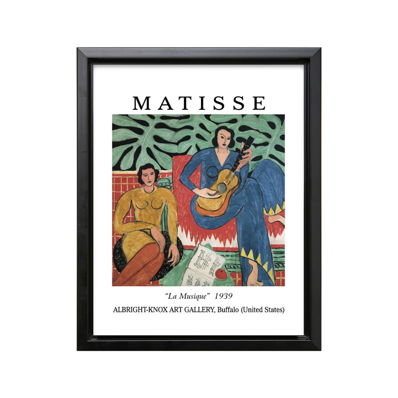Henri Matisse - La Musique, Cadre noir, Canevas, H 16 po x l 20 po