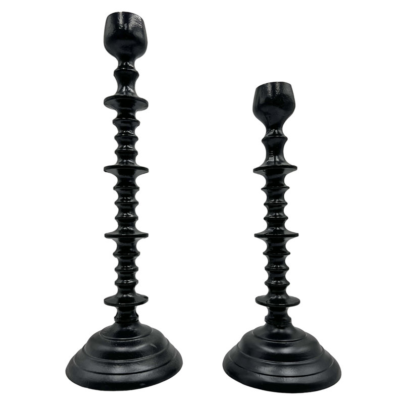 Ensemble de 2 grands et petits chandeliers en métal 17 po H, Noir
