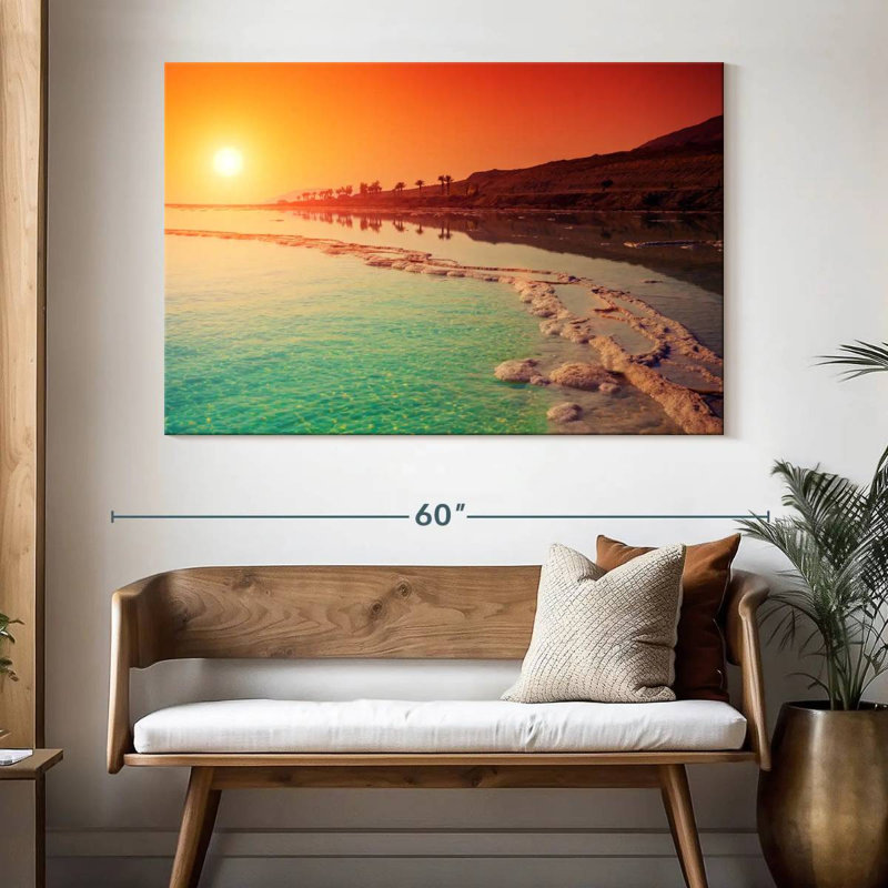 Lever de soleil sur la mer Morte Gillard, H 34 po x l 51 po