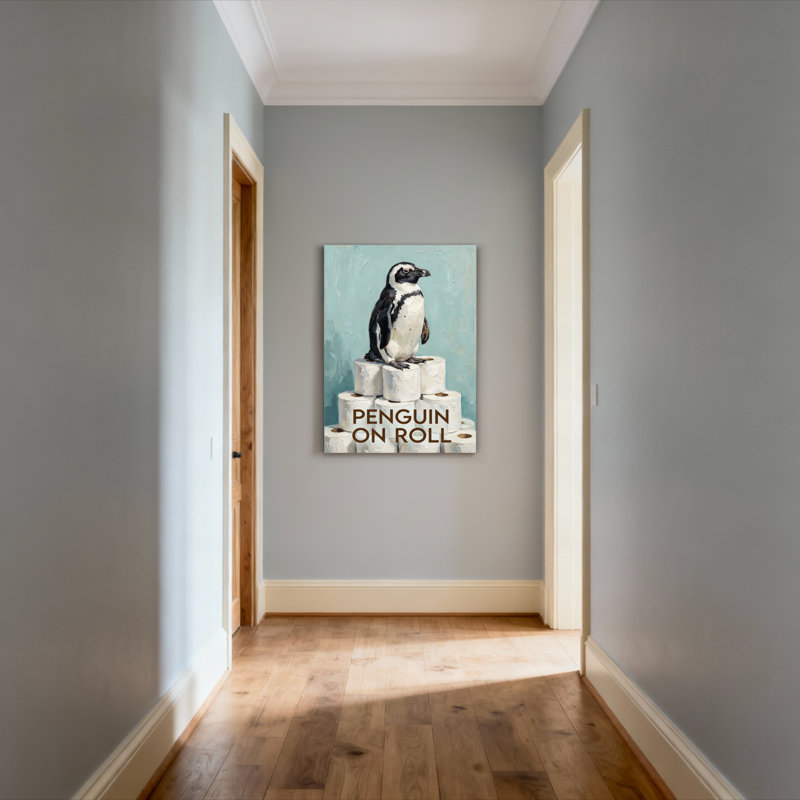 Pingouin sur toile enroulée, ensemble de 1, H 18 po x l 12 po