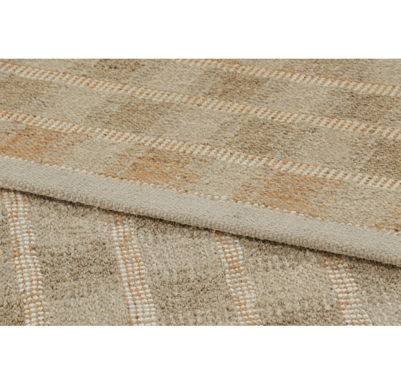 Scandinavian Hand Knotted Wool Geometric Area Rug, Rectangle 10' x 14'