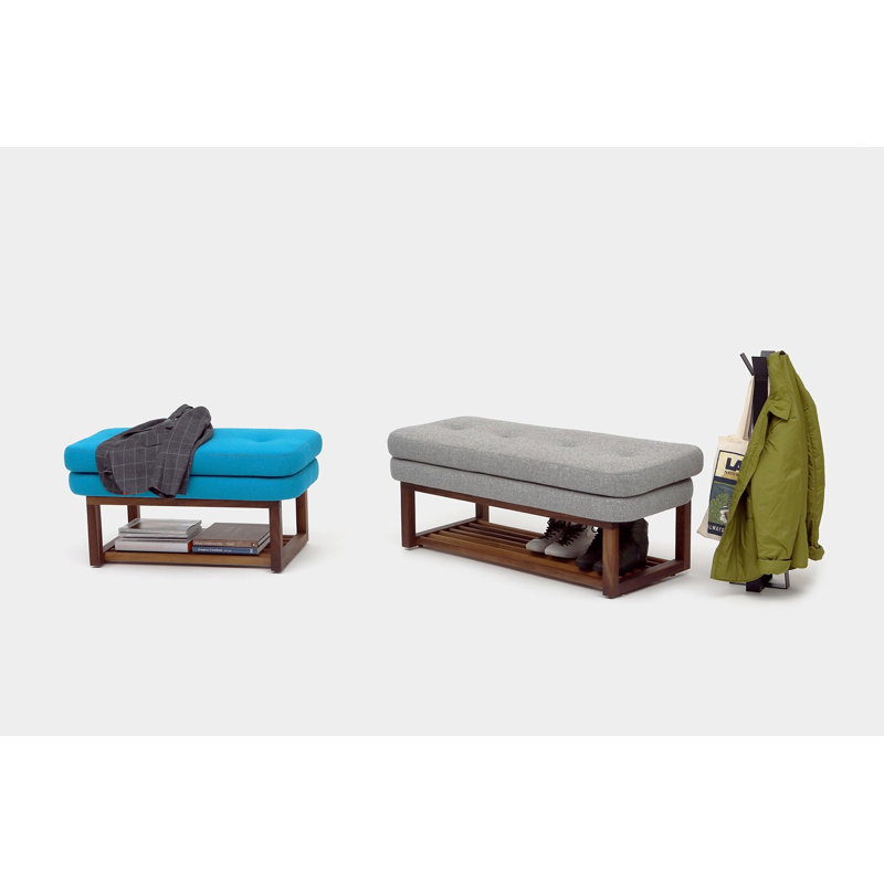 Melinda Upholstered Storage Bench, Gray, 18" H x 48" W x 22" D