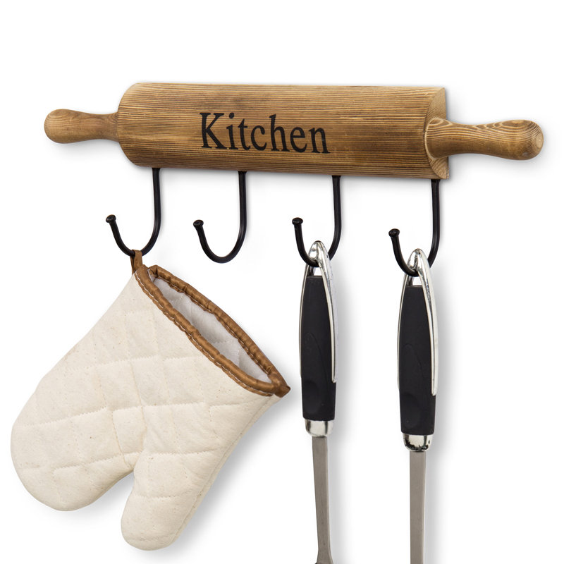 Kejohn Kitchen Wood Mug Hook, Brown