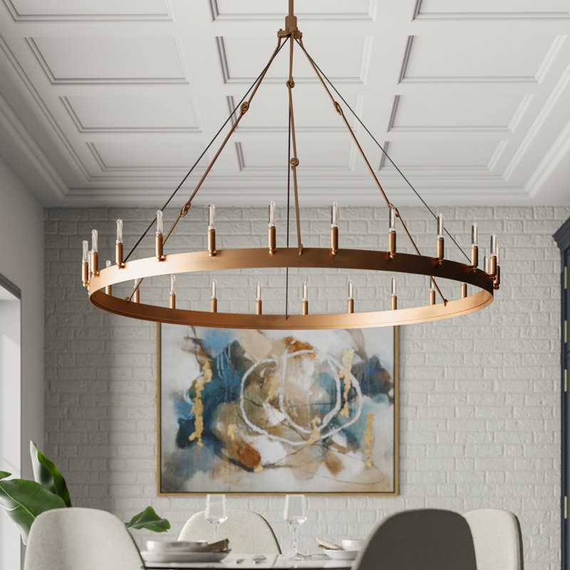 Lustre de roue de style bougie 20 lumières Scanlon, Bronze brillant
