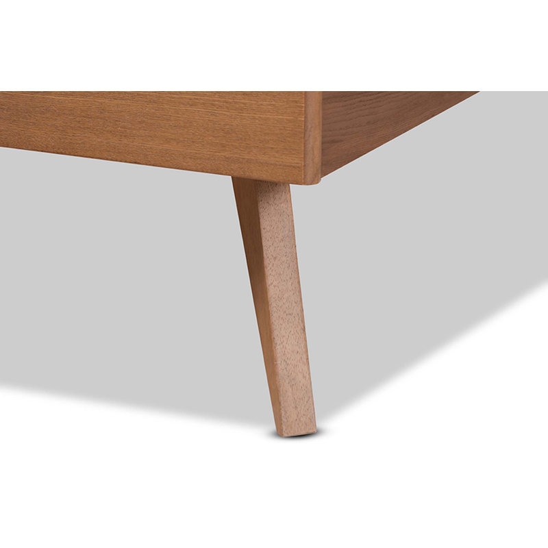 Lit plateforme en bois à finition brune noyer Hewins (grand), Grand