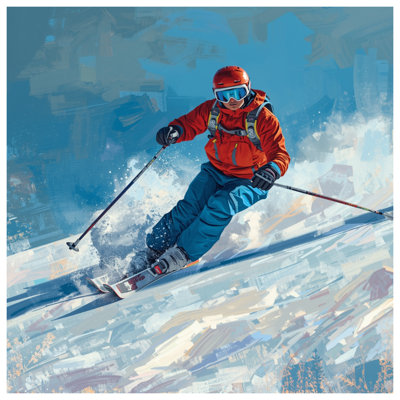 Skier In Action Double Sided Throw Pillows