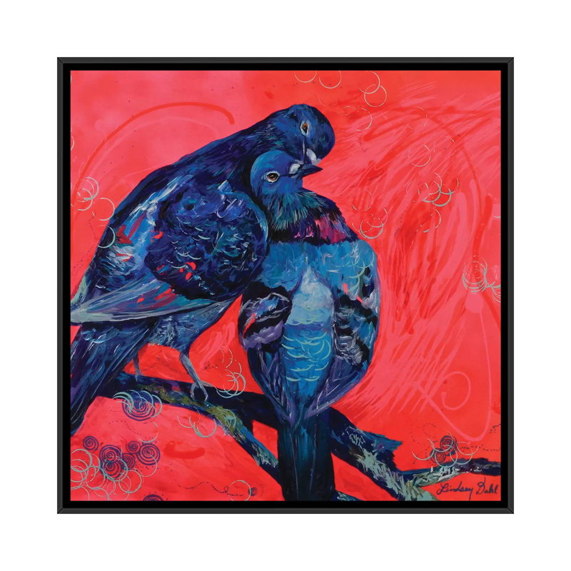 « pigeon preen », impression sur toile, H 18 po x l 18 po x P 1,5 po, Toile avec cadre flottant noir, Pas de tapis