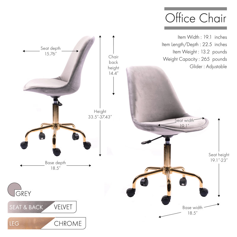 Velvet Task Chair, Grey