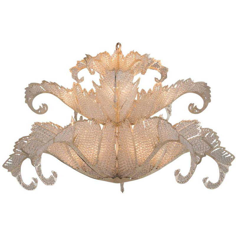 Lustre résidentiel à niveaux, Argent antique, H 24 po x l 37 po x P 37 po, Transparent