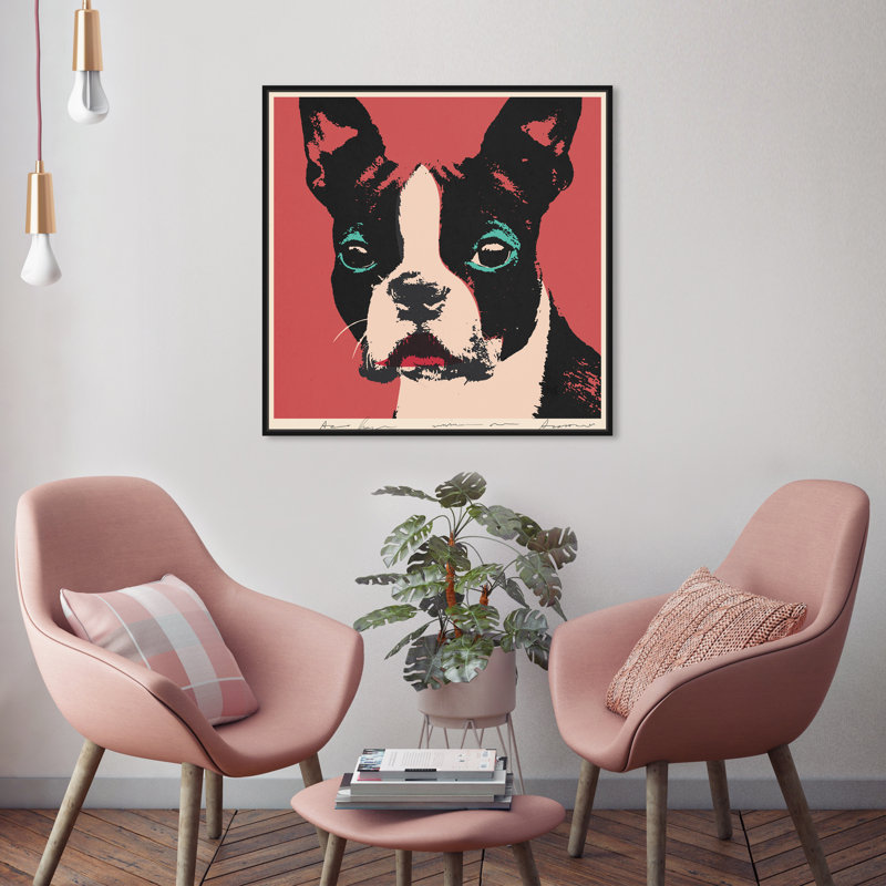 «Doggy Warhol», reproduction d'impression sur toile tendue, H 24 po x l 24 po, Cadre noir