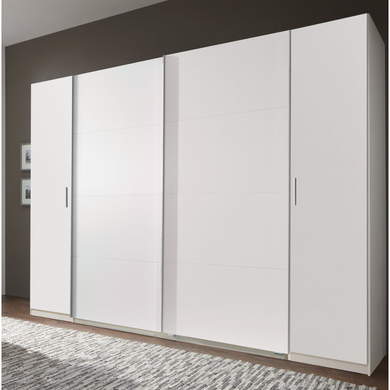 Ranchero 4 Door Manufactured Wood Wardrobe, 210cm H x 225cm W x 65cm D, White