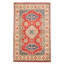 Tapis rouge en laine noué à la main de conception unique 6 pi 6 po x 9 pi 11 po New Age
