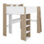 Lit mezzanine double en bois avec bureau, tablettes de rangement et rails-1776755623