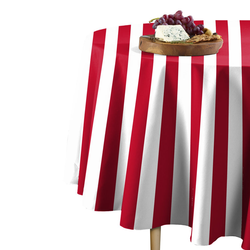 Sam Stripe Tablecloth, 84" L x 84" W, Red
