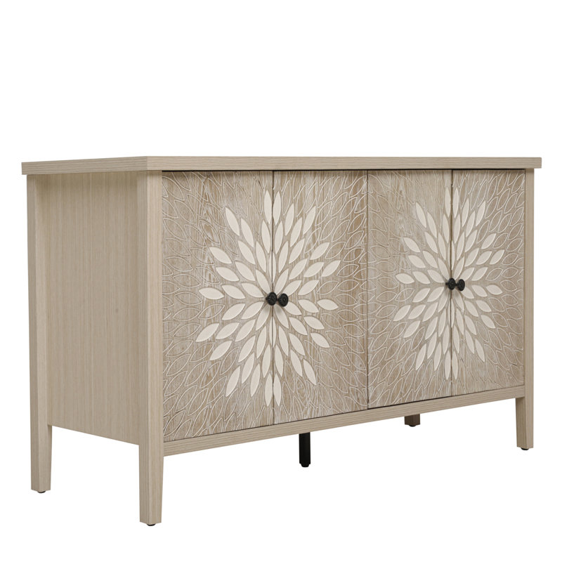4-Door Storage Cabinet With Adjustable Shelf For Living room,Diningroom,Kitchen, Natural/Natural