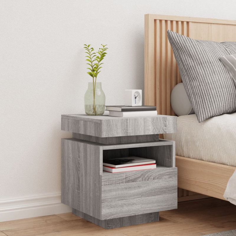 Bouyer 39cm W Bedside Table, Grey Sonoma