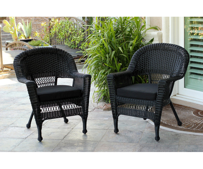 Chaise de patio avec coussins, Noir, Noir