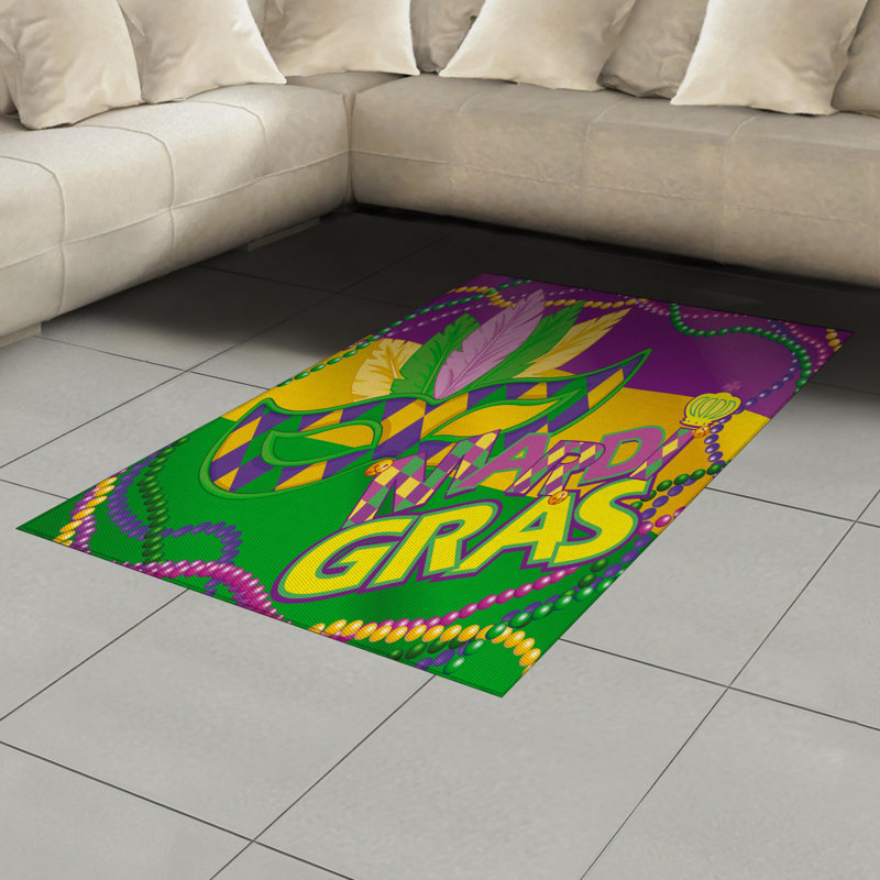 Mardi Gras High Density Long Fiber Poly Threads Decorative Area Rug Carpet, Rectangle 4' x 5'8"