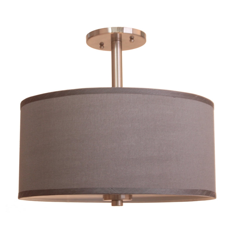 Winter LED Semi Flush Mount, Nickel, Medium, 7"H x 15"W x 15"D, Gray