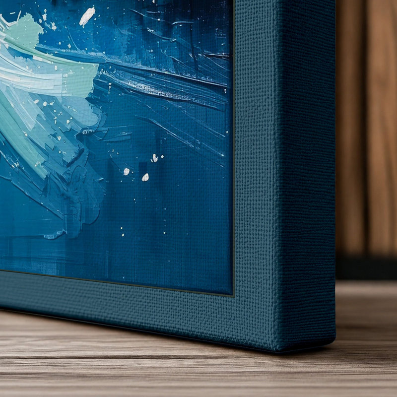 Turbulent Waters Coastal - Wrapped Canvas, 18x12 - 45.7 x 30.5 cm, Teal Border