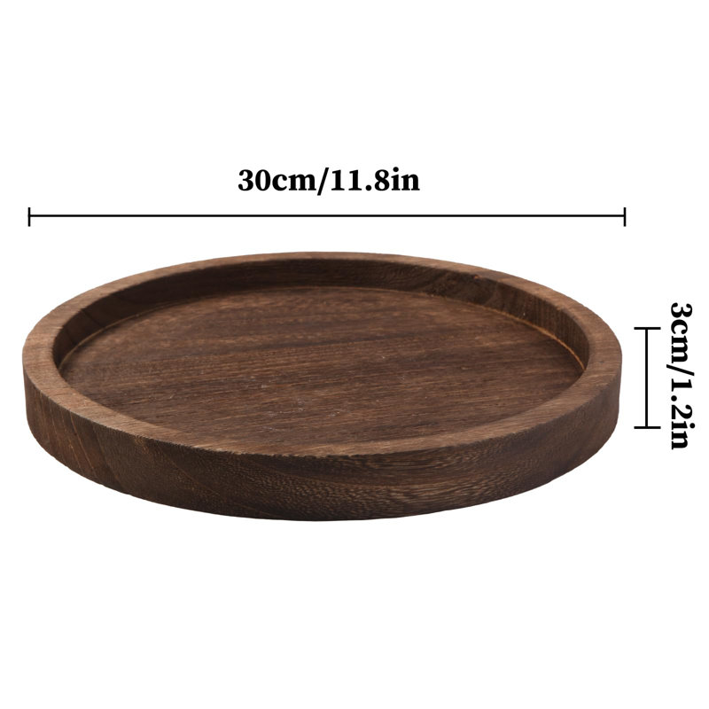 Porte-bougie en bois avec plateau décoratif en bois et plateau de table en bois