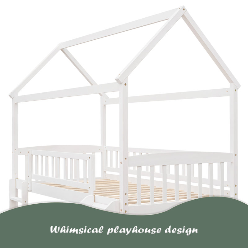 Twin Loft Bed With Slide, House Bed With Slide, White