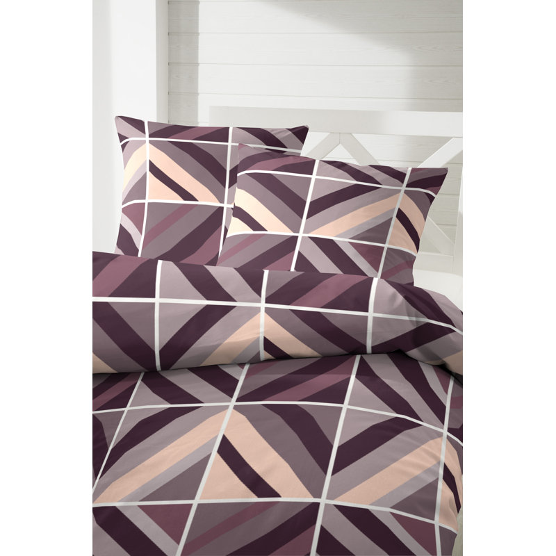 Cotton 84 TC 2 Piece Duvet Cover Set, Single Duvet Cover + 1 Pillowcase, Brown/Gray