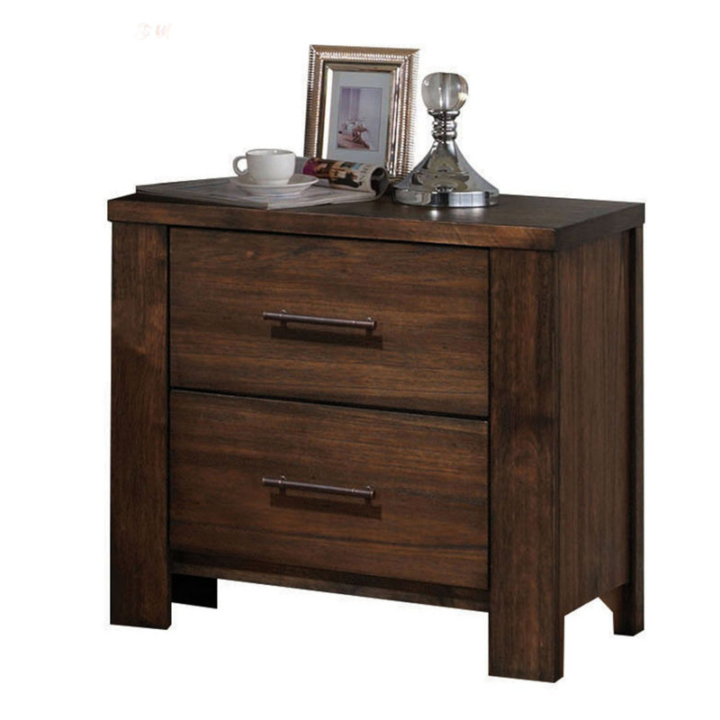 2-Drawer Nightstand With Timeless Oak Finish And Durable Construction For Elegant Bedroom Storage