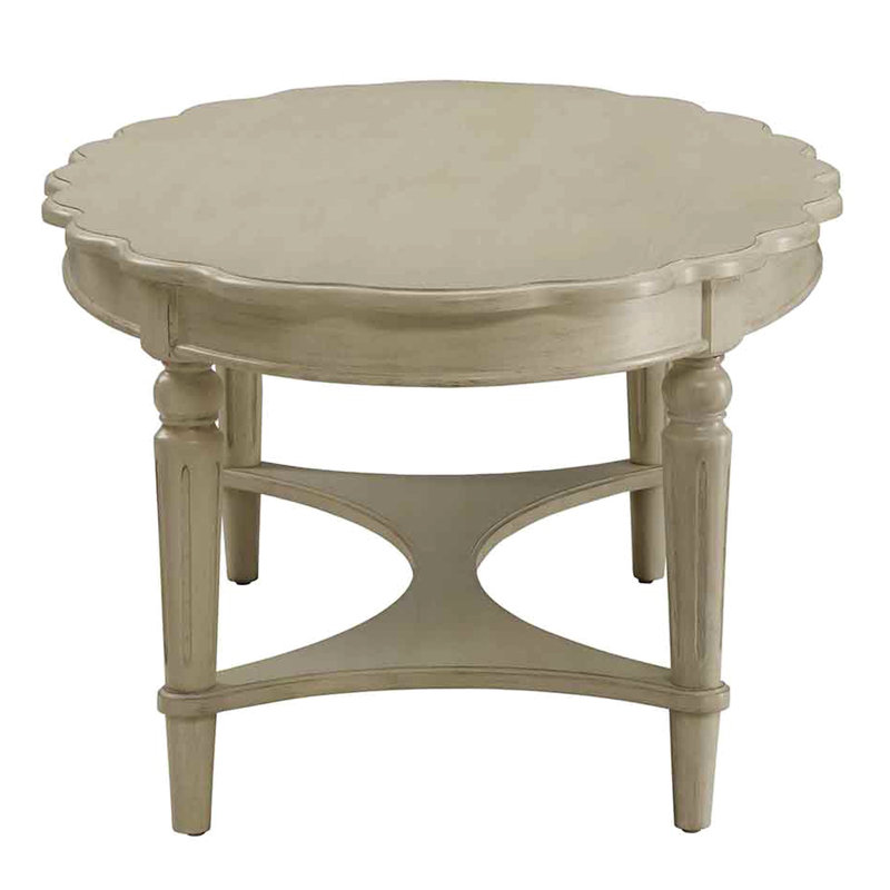 Table basse en bois avec tablette ouverte d'aspect blanc antique pour console de salon de chambre à coucher