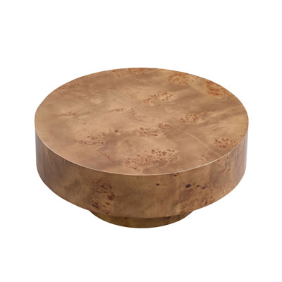Burl Wood Veneer Coffee table and Sturdy Pedestal for Living Room Office Apartment Walnut