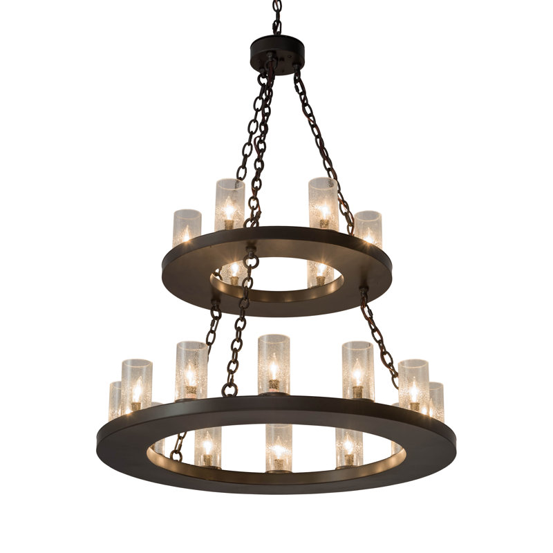 Timeless Bronze 18-Light Wagon Wheel Chandelier with Clear Glass