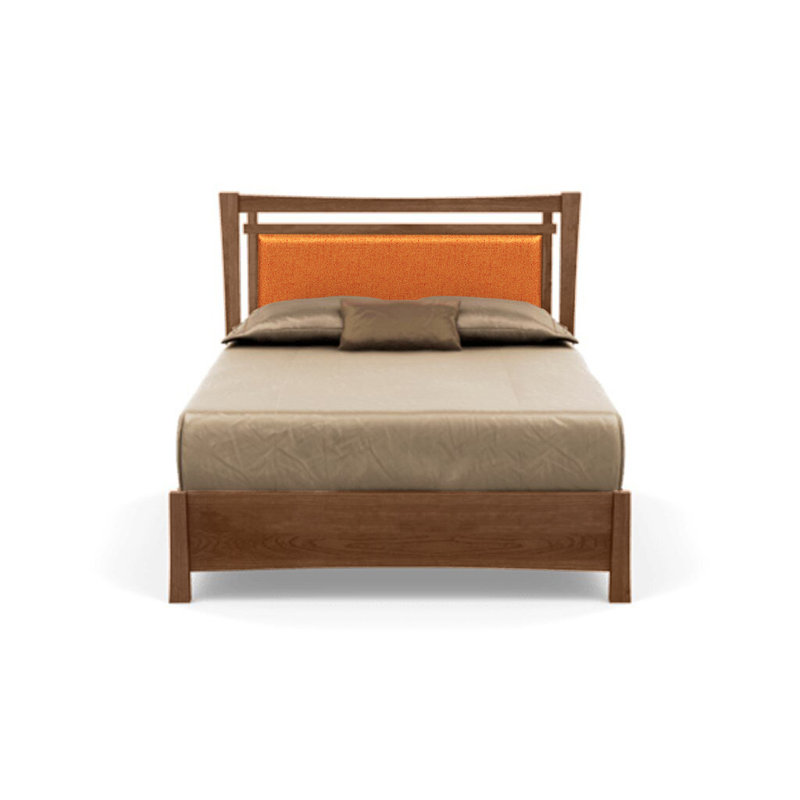 Monterey Upholstered Bed, California King, Ebony Leather, Saddle Cherry