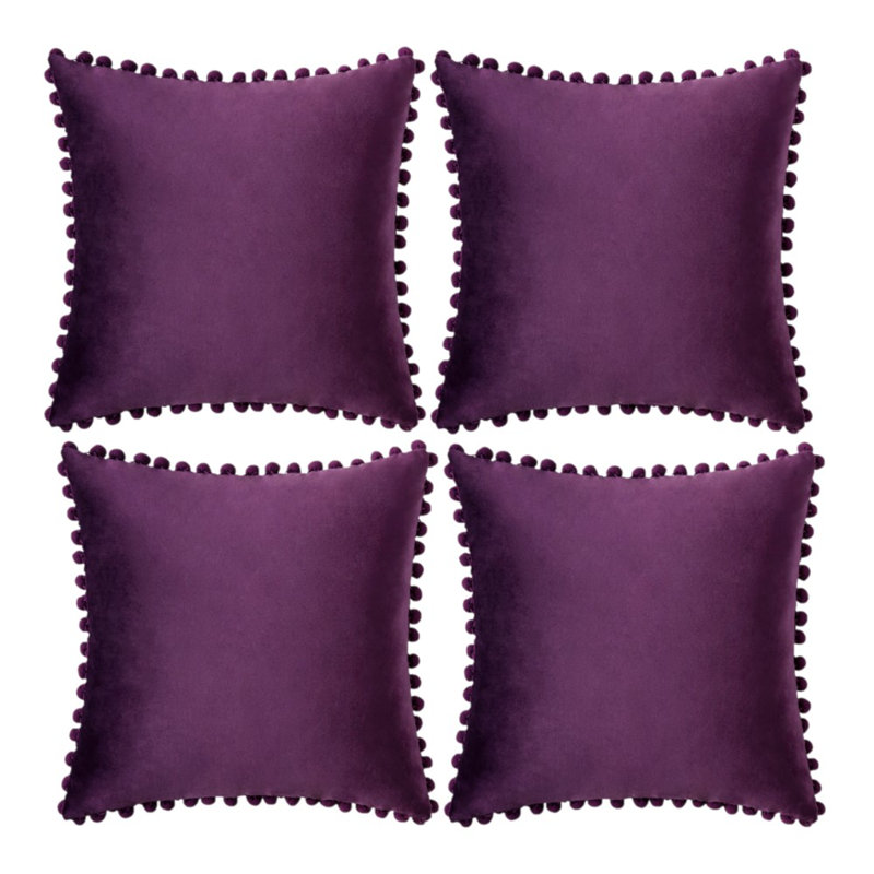 Velvet Throw Pillow Cover, 20" x 20", Purple, Pillow Cover Only - No Insert