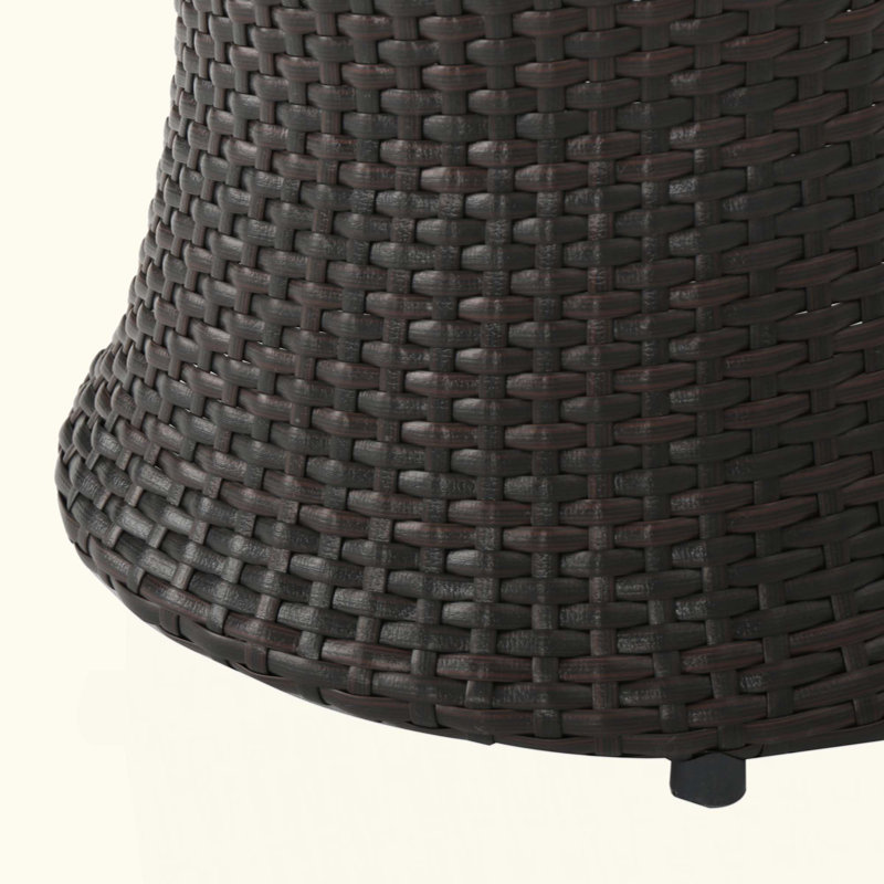 Table d'appoint extérieure en résine tressée résistante aux intempéries, table de patio compacte avec structure en aluminium, sans assemblage, table d'appoint polyvalente pour terrasse, porche ou jardin.