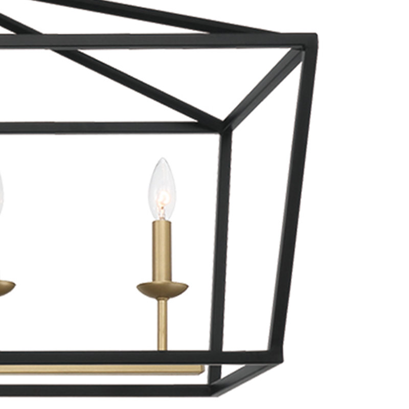 6 - Light Linear Kitchen Island Pendant Light, Classic Black/Contemporary Brass Dust