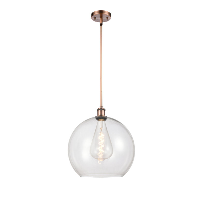 Luminaire suspendu sphère 1 lumière Cindi, Cuivre antique, H 16,38 po x l 13,75 po x P 13,75 po, Transparent