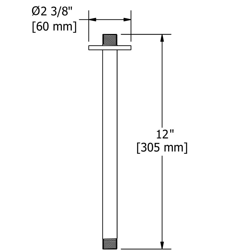 Riobel 12" Ceiling Mount Shower Arm, Brushed Gold