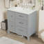 Meuble-lavabo de 30 po avec lavabo en céramique, tiroir escamotable pour la plomberie, tiroirs à fermeture en douceur, armoire en bois aggloméré peint en noir avec pieds en bois massif-2122137618