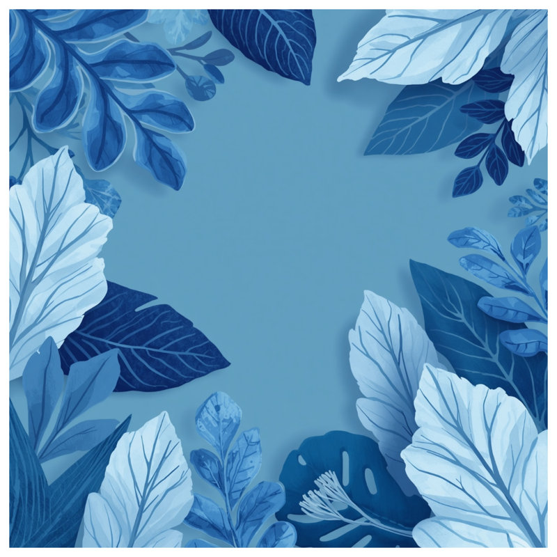 Tapisserie murale "Feuillage bleu" - Décoration murale feuilles, 50in H x60in W with 4 Grommets