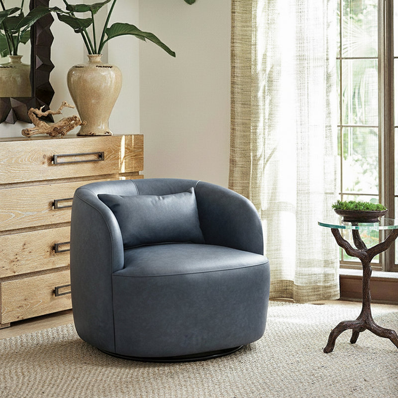 Fauteuil pivotant 34 po Bolton, Similicuir performance bleu marine