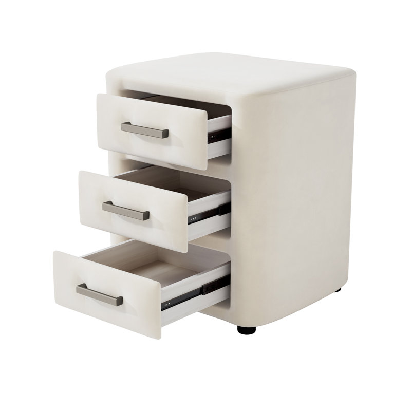 Table de chevet, table de chevet rembourrée avec compartiments de rangement verticaux, structure compacte, Beige
