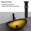 Lavabo de salle de bain vasque ovale en verre 21-1 / 2 po avec bonde escamotable