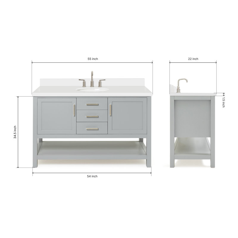 Bayhill 55'' W Single Vanity, Gray
