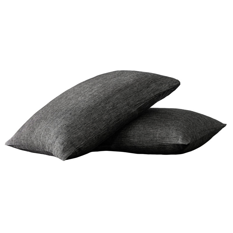 Set of Two Onyx Linen Pillowcases
