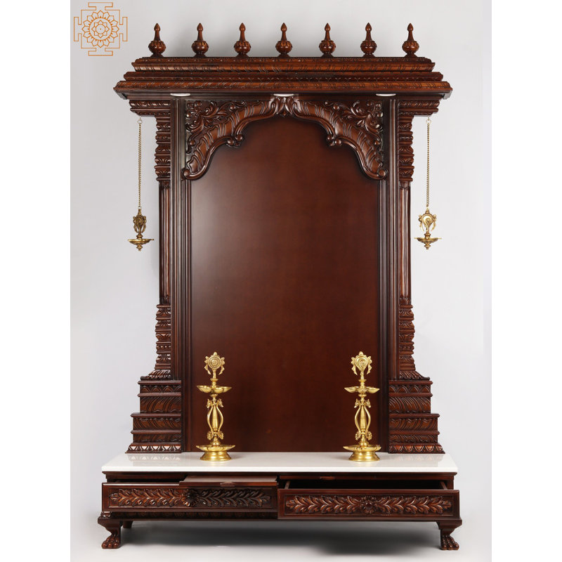Super grand cadre en bois 70 po avec lumières 70 po | Fabriqué en Inde | Bois et marbre