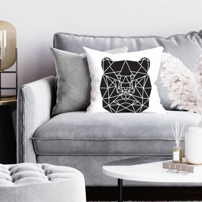 Geometric bear head - 16"x16" Throw pillow - Poly twill - Print on demand