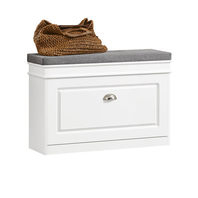 Shoe Storage Bench with 1 Flip-Drawer,  Padded Seat for Hallway