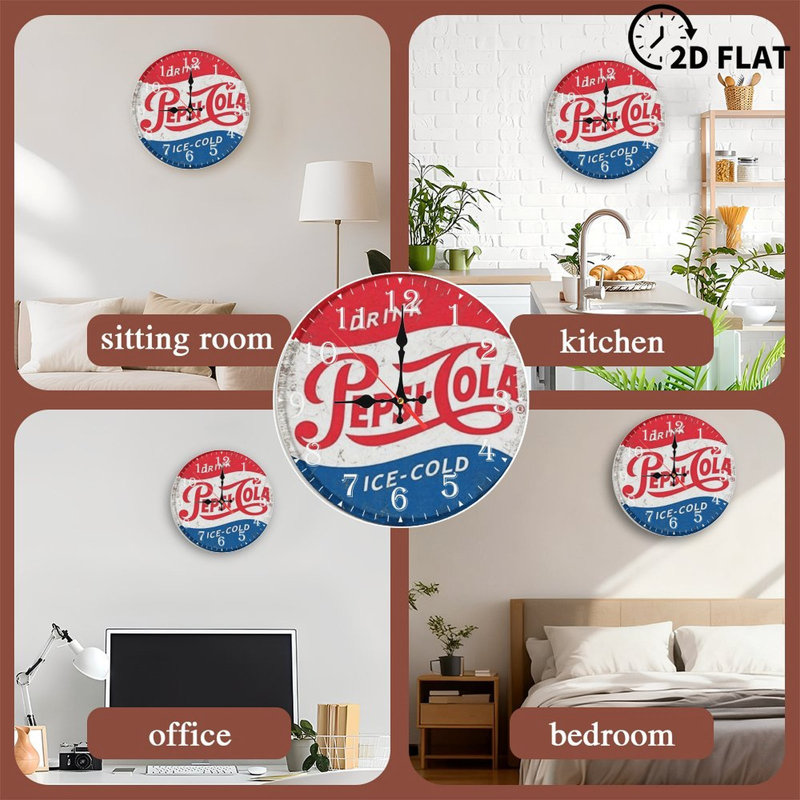 Horloge murale en bois 10 po, mouvement silencieux, à piles (piles AA non incluses), décor artistique, parfait pour les décorations