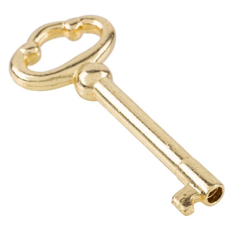 Brass Plated Hollow Barrel Skeleton Key for Antique Furniture
