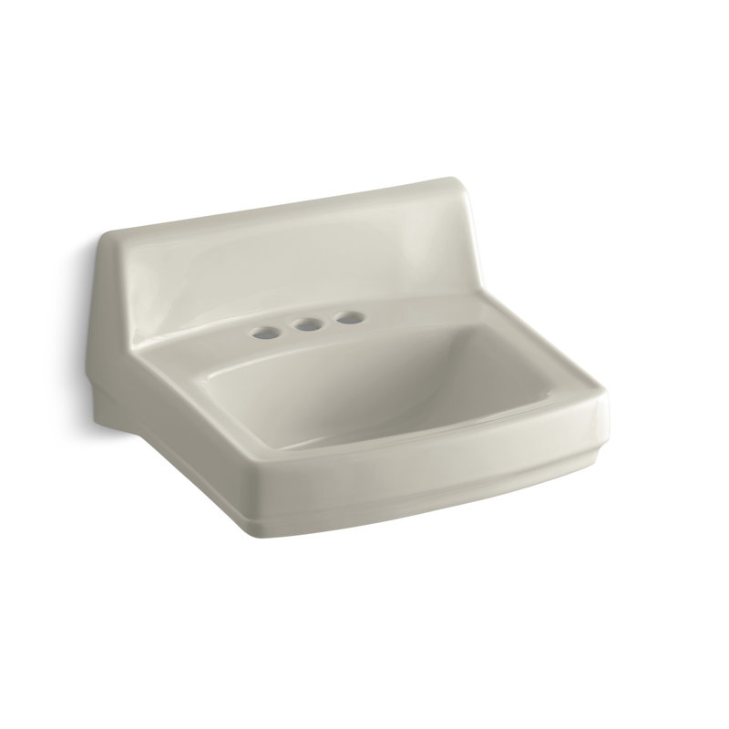 Greenwich Vitreous China Rectangular Wall Mount Bathroom Sink with Overflow, 4" Centers, White, White